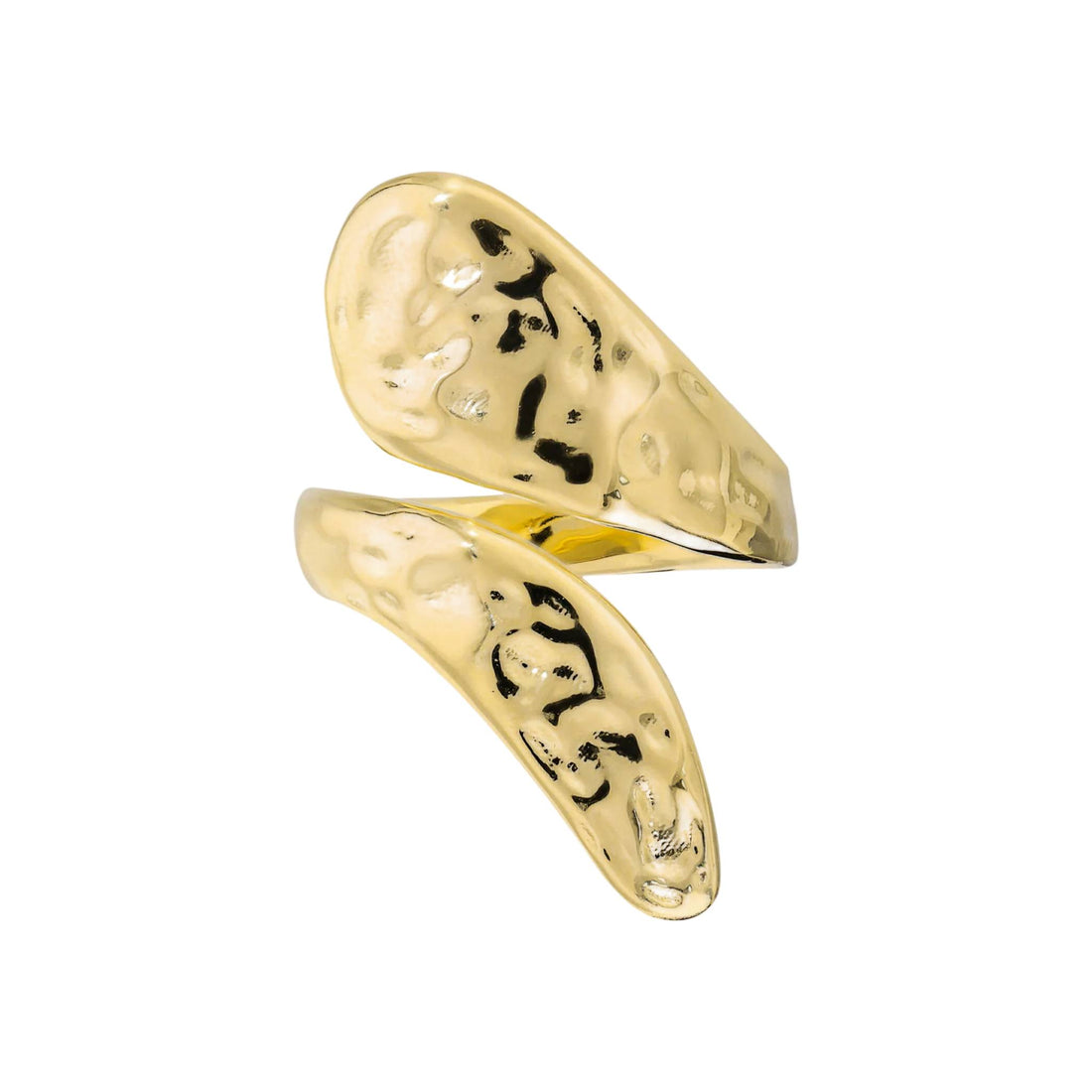 Anello Donna Etrusca Bronzo Dorato Fascia Aperta Martellata WSET00879.YG-16