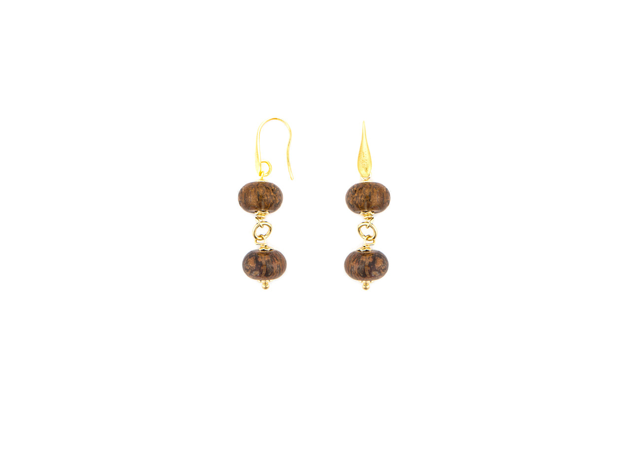 Orecchini Donna 4US Cesare Paciotti Acciaio pendenti con pietre maculate marroni 4UOR7915W