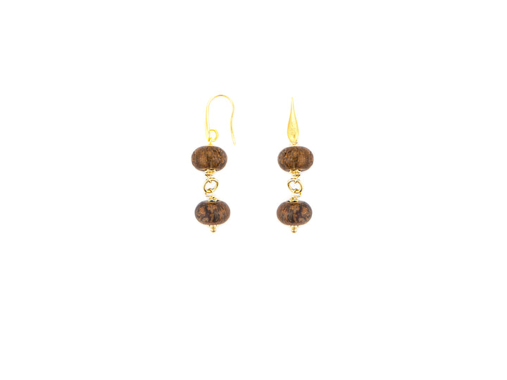 Orecchini Donna 4US Cesare Paciotti Acciaio pendenti con pietre maculate marroni 4UOR7915W