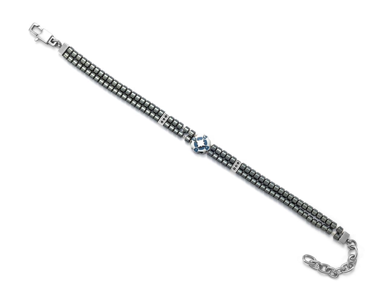 Bracciale Uomo 4US Cesare Paciotti Acciaio Ematite Sfaccettate Doppio Filo 4UBR5623