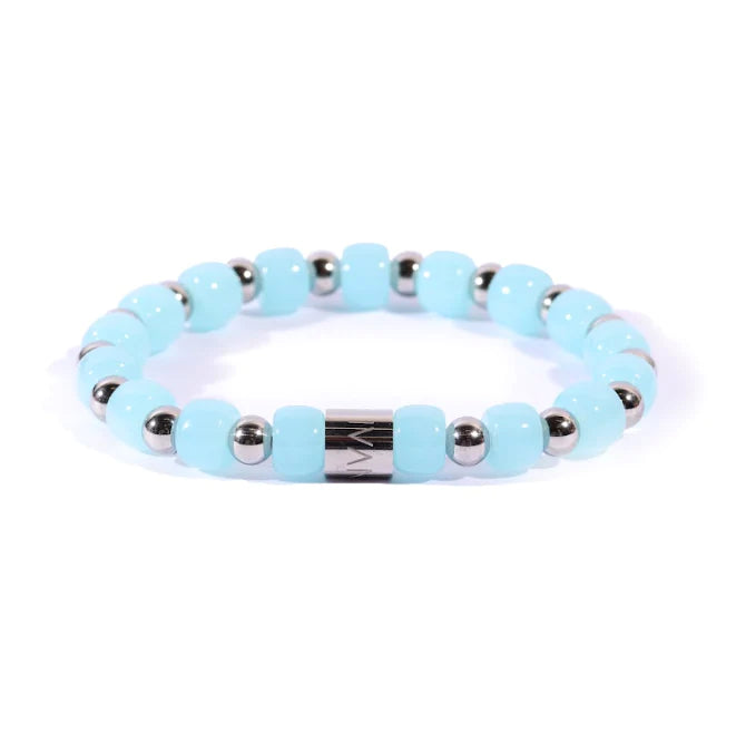 Bracciale Uomo Ivan Basile Elastico Acciaio Pietra Ceramica Azzurra LV_03-M