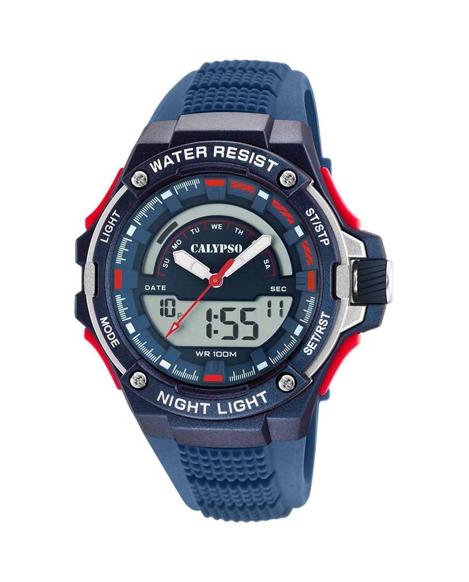 Orologio Uomo Bambino Calypso Gomma Quarzo analogico Digitale Cronografo Nero K5768/3
