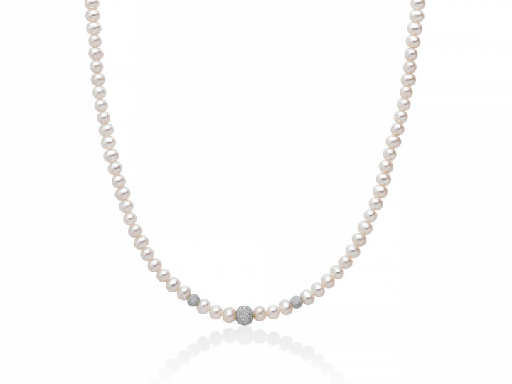 Collana Perle Miluna Con  Inserti Centrale E Chiusura Oro Bianco  PCL1839V