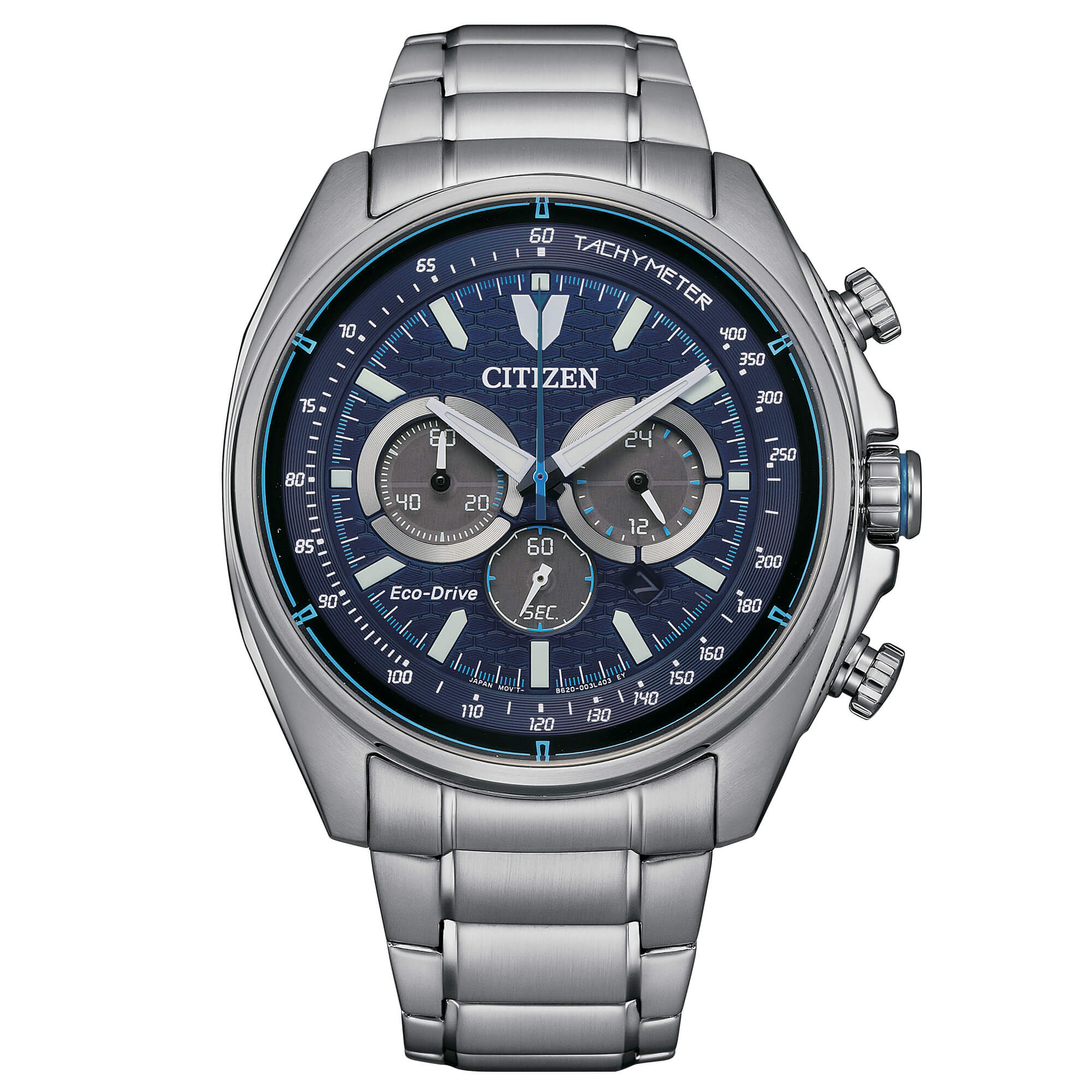 Orologio Uomo Citizen Eco Drive Cronografo Aviator Data Acciaio Blu CA4560-81L