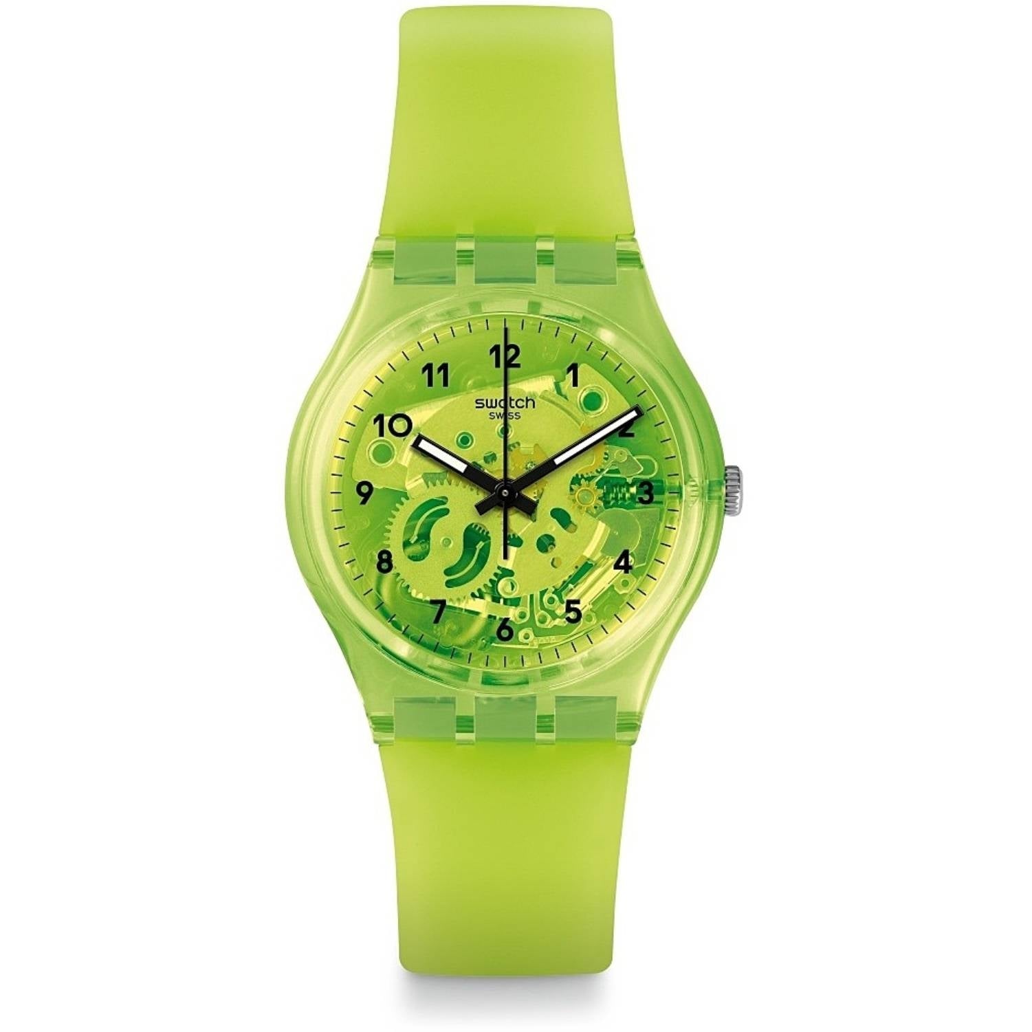 Orologio Donna Gomma Silicone Swatch Quarzo Solo Tempo Verde Scheletrato GG227