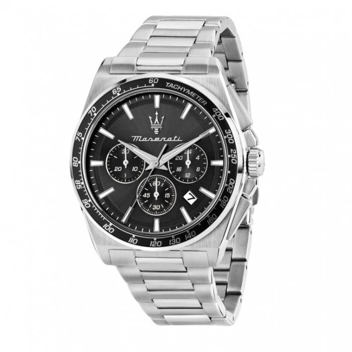 Orologio Uomo Maserati Velocità Acciaio Satinato Quarzo Nero Crono Data R8873652012