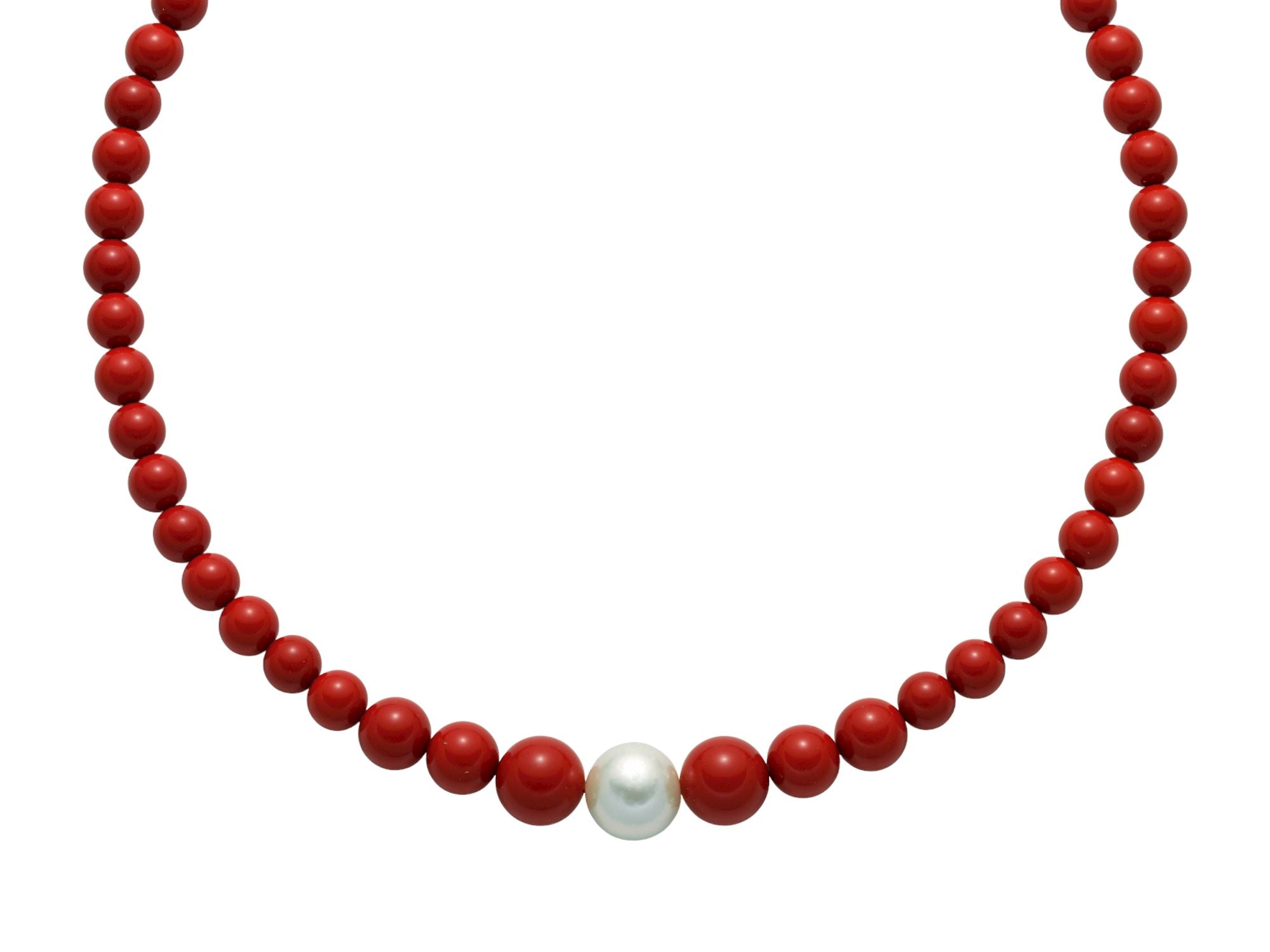 Collana Donna Miluna Argento 925 Perle Pasta Corallo Rosso Terra E Mare PCL5321