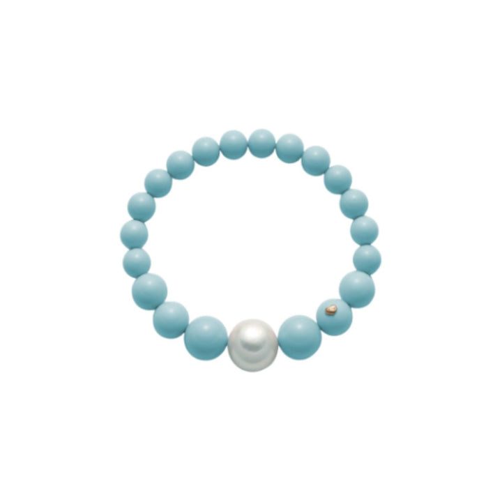 Bracciale Donna Elastico Miluna Agglomerato Turchese E Perla A Scalare PBR2565