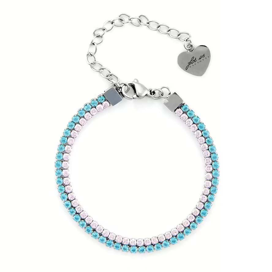 Bracciale Tennis Donna 4US Cesare Paciotti Acciaio Zirconi Azzurri Rosa 4UBR6331W
