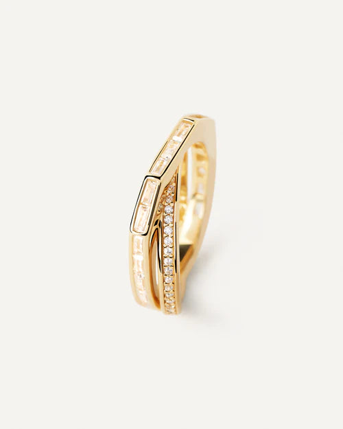 Anello Donna PDPaola Argento Dorato 925 Fascia Incrocio Zirconi AN01-A10-12