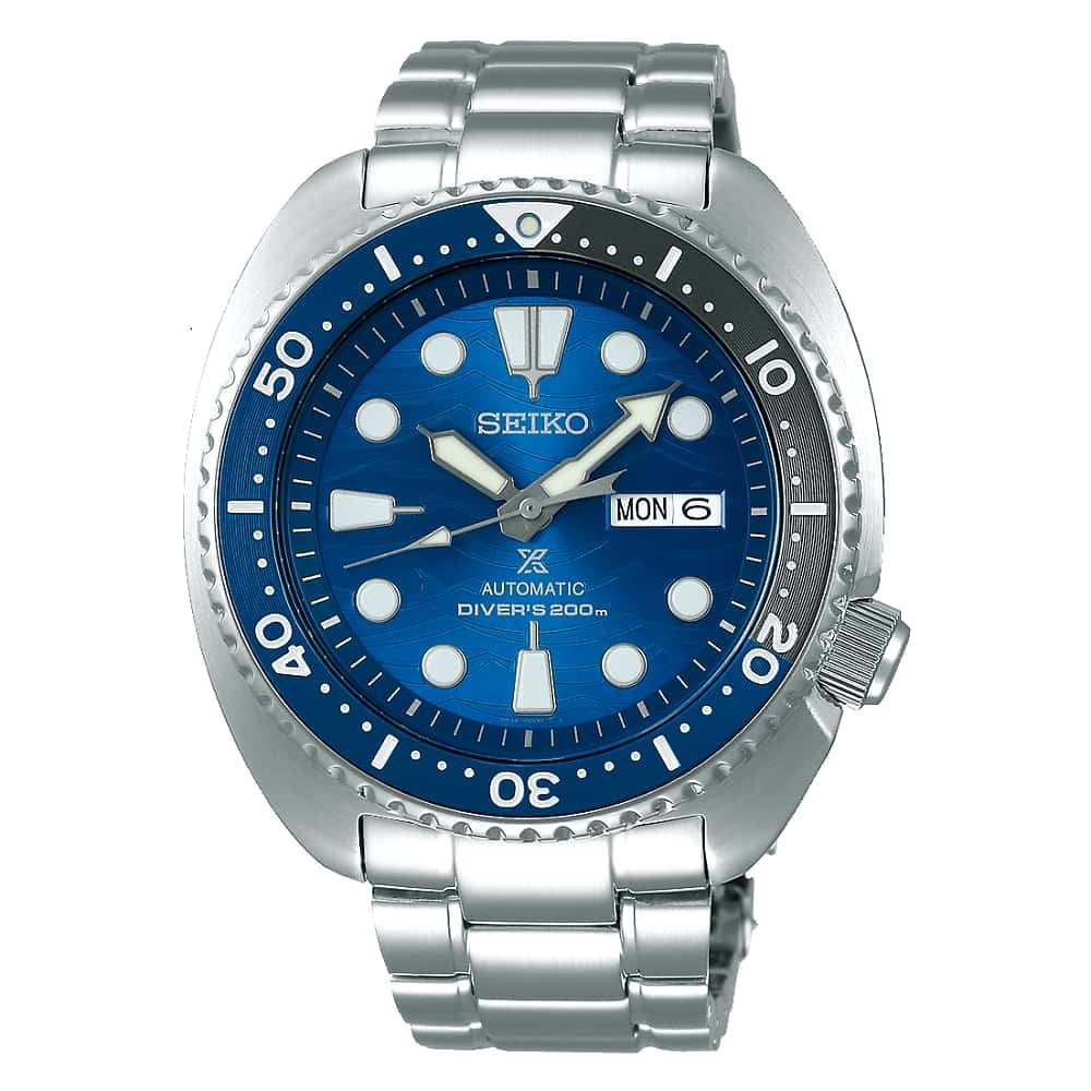 Orologio Uomo Acciaio Seiko Prospex save the ocean Automatico Doppia Data ghiera blu/nera