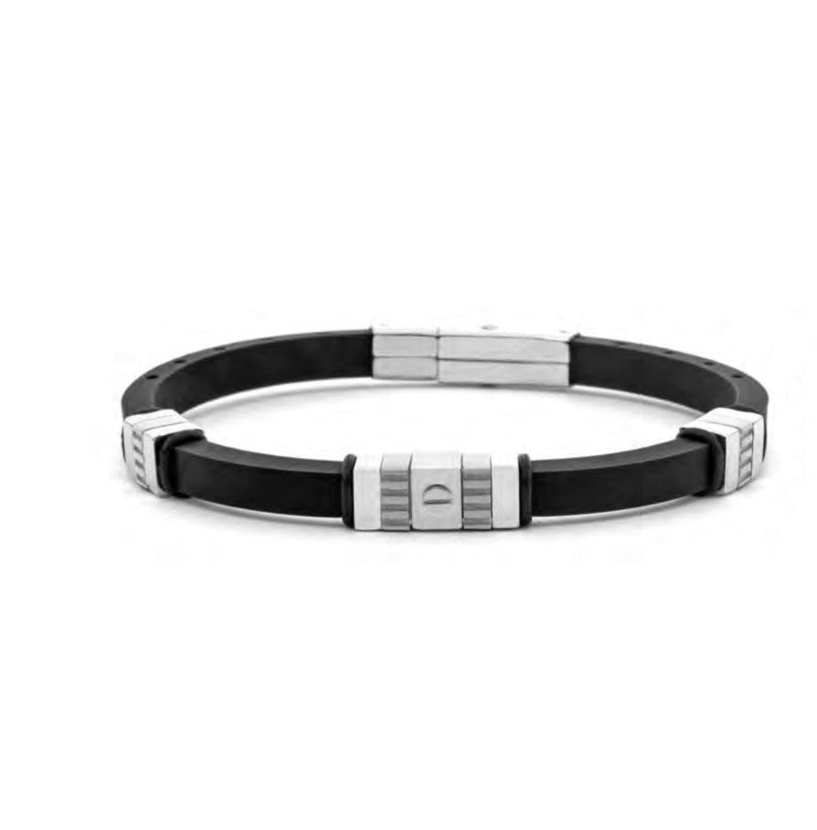 Bracciale Uomo acciaio 4US Cesare Paciotti con Caucciu nero acciaio 4UBR7971