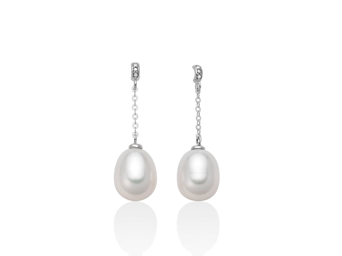 Orecchini Donna Miluna Oro Bianco 750 Perle 8-8,5 mm pendenti PER2611