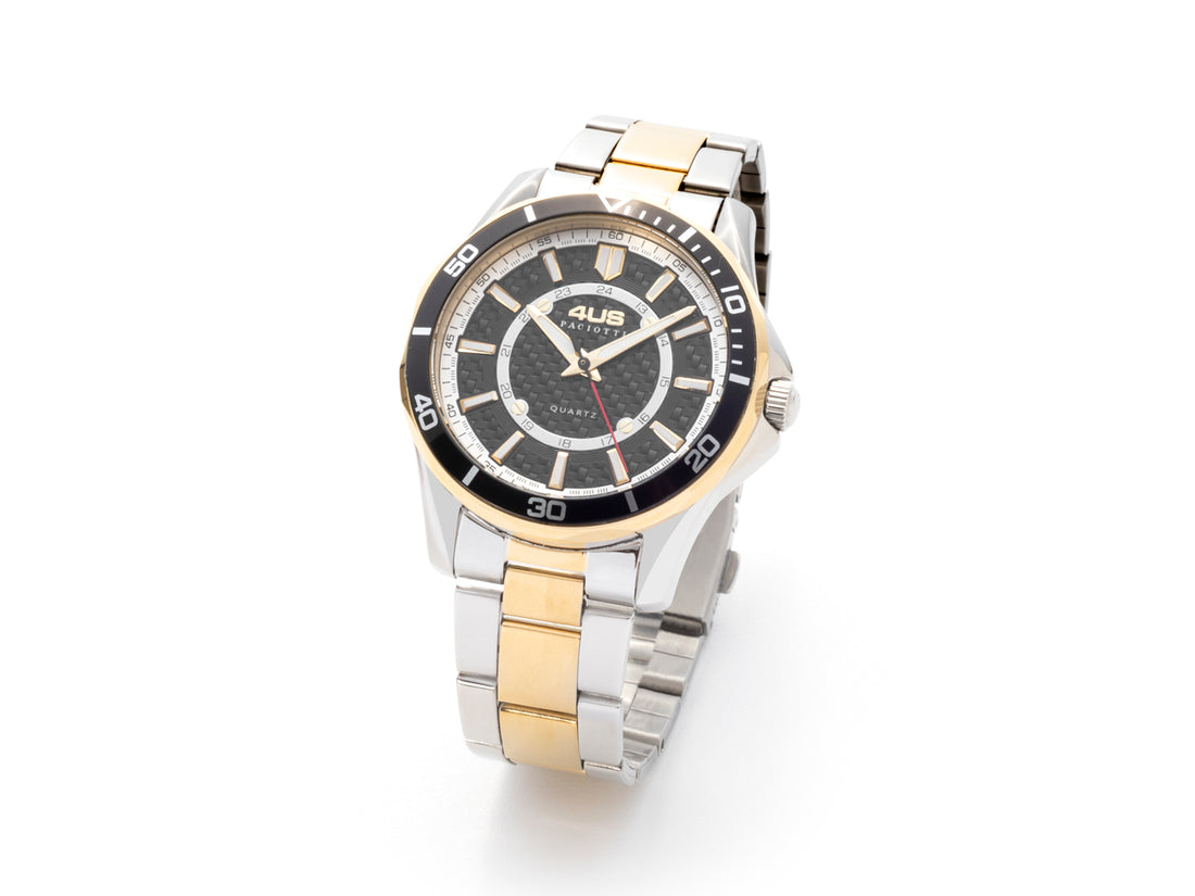 Orologio Uomo 4US Cesare Paciotti Acciaio Dorato Bianco Quarzo Nero T4LS353