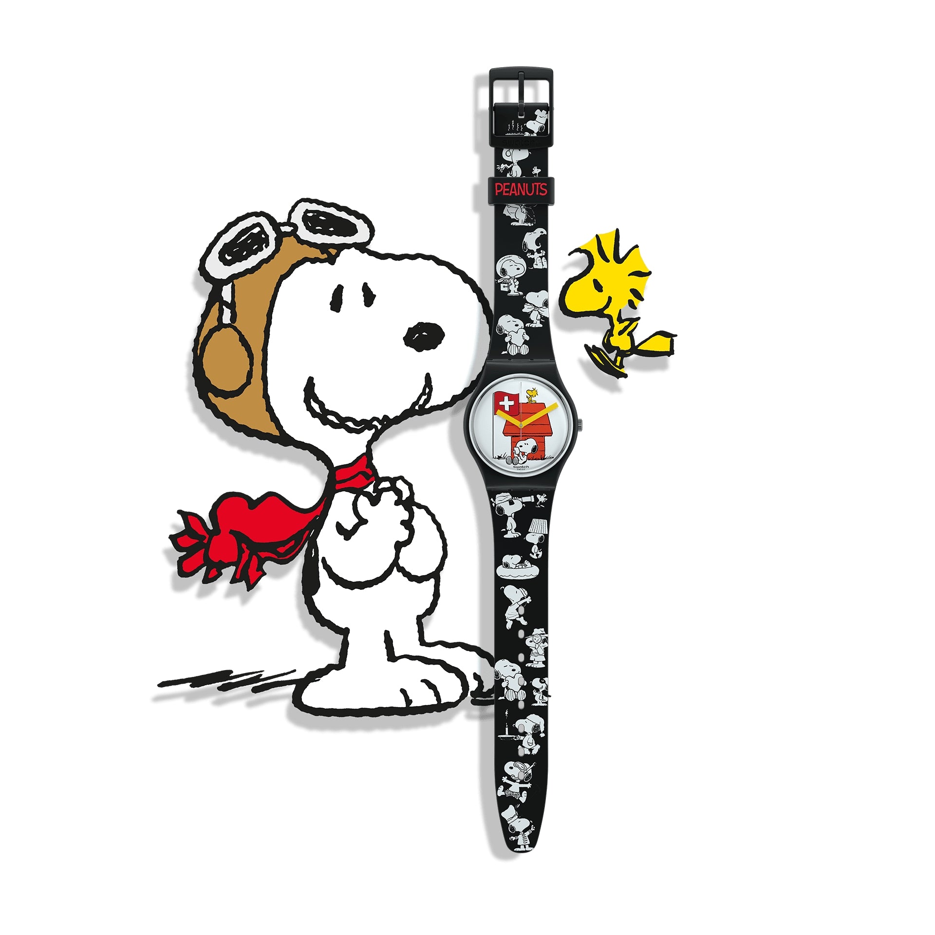 Orologio Uomo Swatch Solo Tempo Nero Snoopy SO28Z107