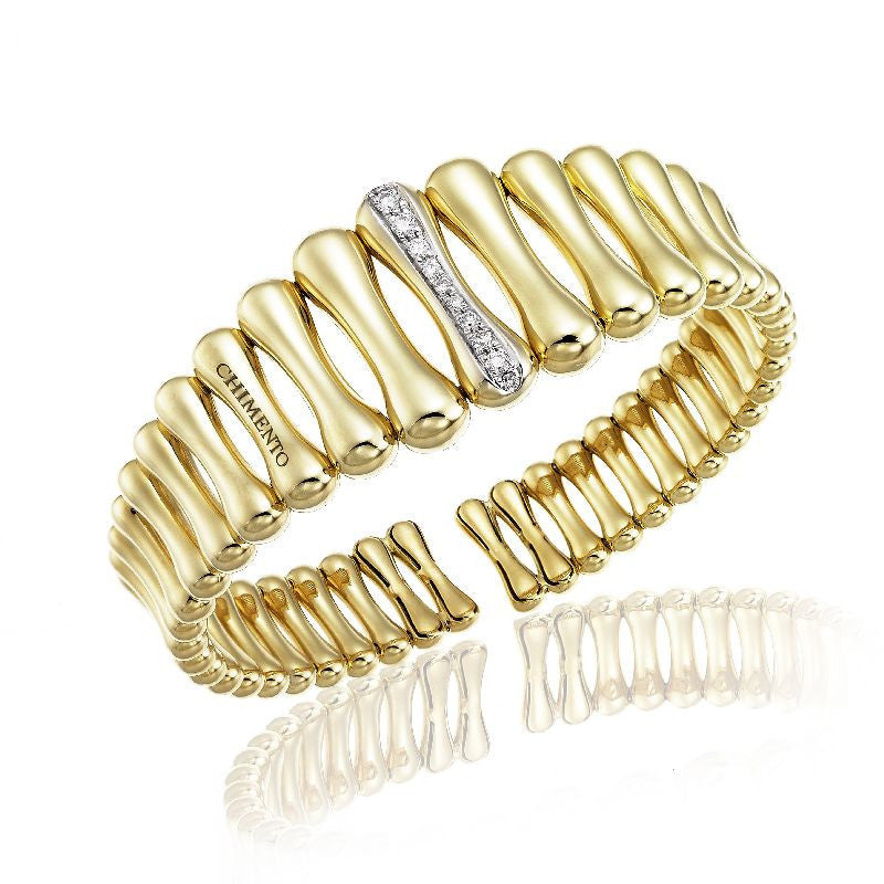 Bracciale Donna Chimento Oro Giallo 18 KT Bamboo Diamanti Bianchi 1B05894B12180