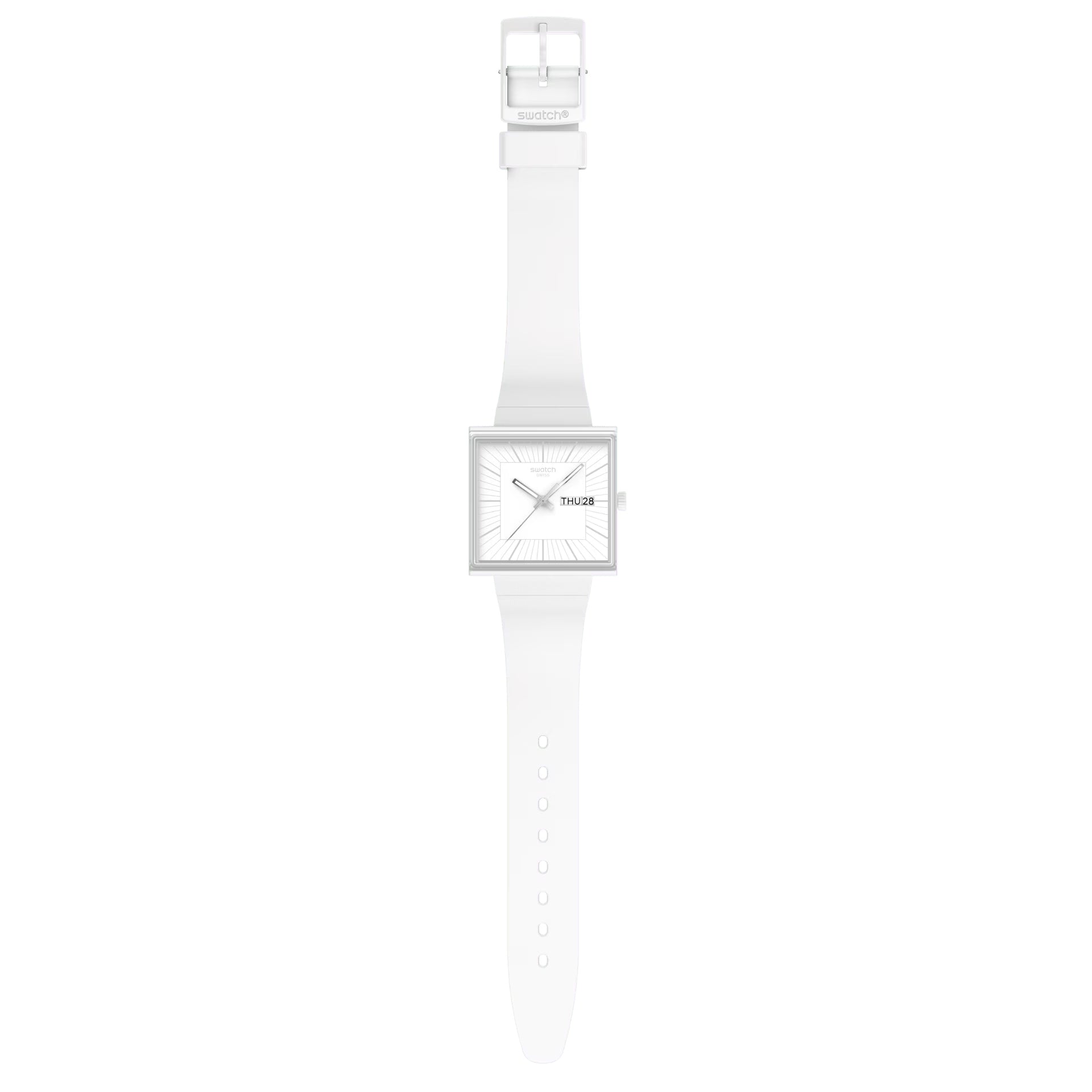 Orologio Unisex Swatch What IF ALLWHITE Cassa Quadrata Bianco SO34W700