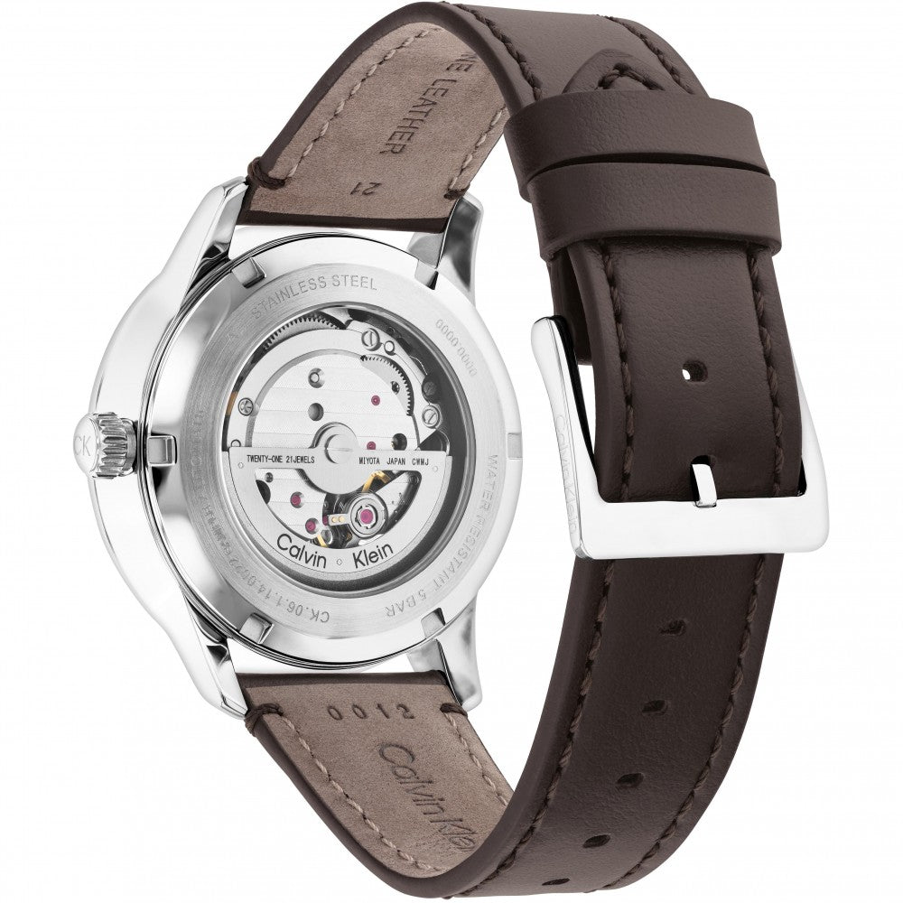 Orologio Uomo Calvin Klein Acciaio Automatico Solo Tempo Blu Pelle CK25200075
