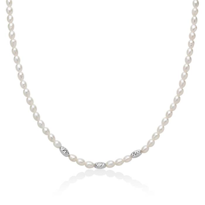 Collana Donna Miluna Perle Pepite Argento Diamantato PCL6655B