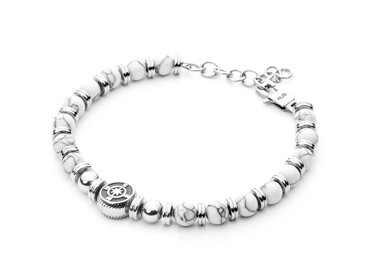 Bracciale Uomo 4US Cesare Paciotti Rosa Dei Venti Aulite Bianca 4UBR4971