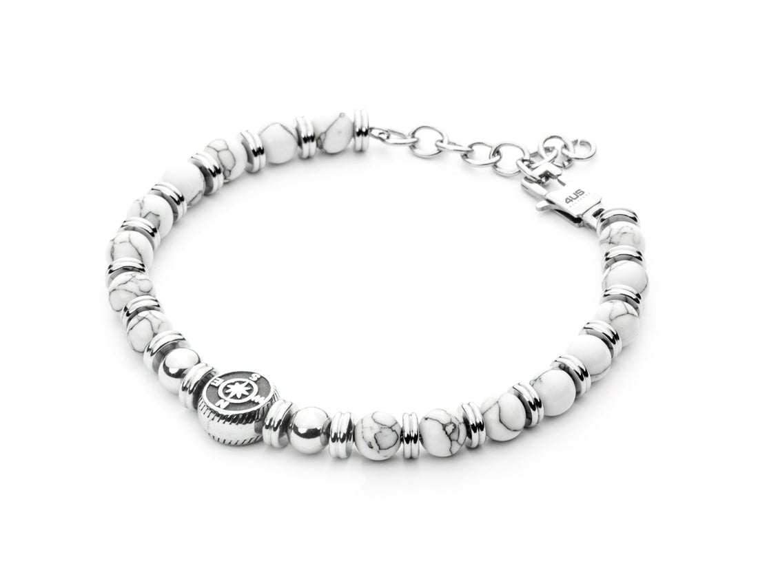 Bracciale Uomo 4US Cesare Paciotti Rosa Dei Venti Aulite Bianca 4UBR4971