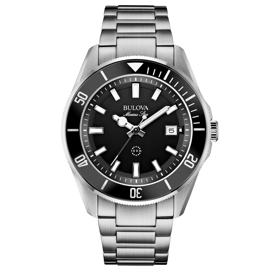 Orologio Uomo Bulova Quarzo Solo Tempo Marine Star Nero Acciaio Data 98B203