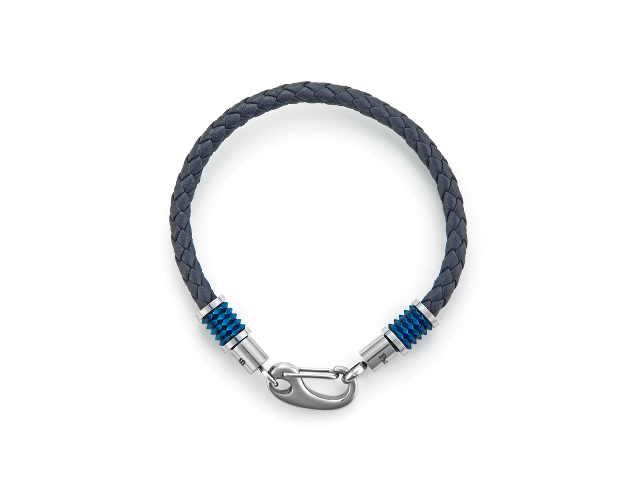 Bracciale Uomo 4US Cesare Paciotti Acciaio Pelle Blu Intrecciata 4UBR5999