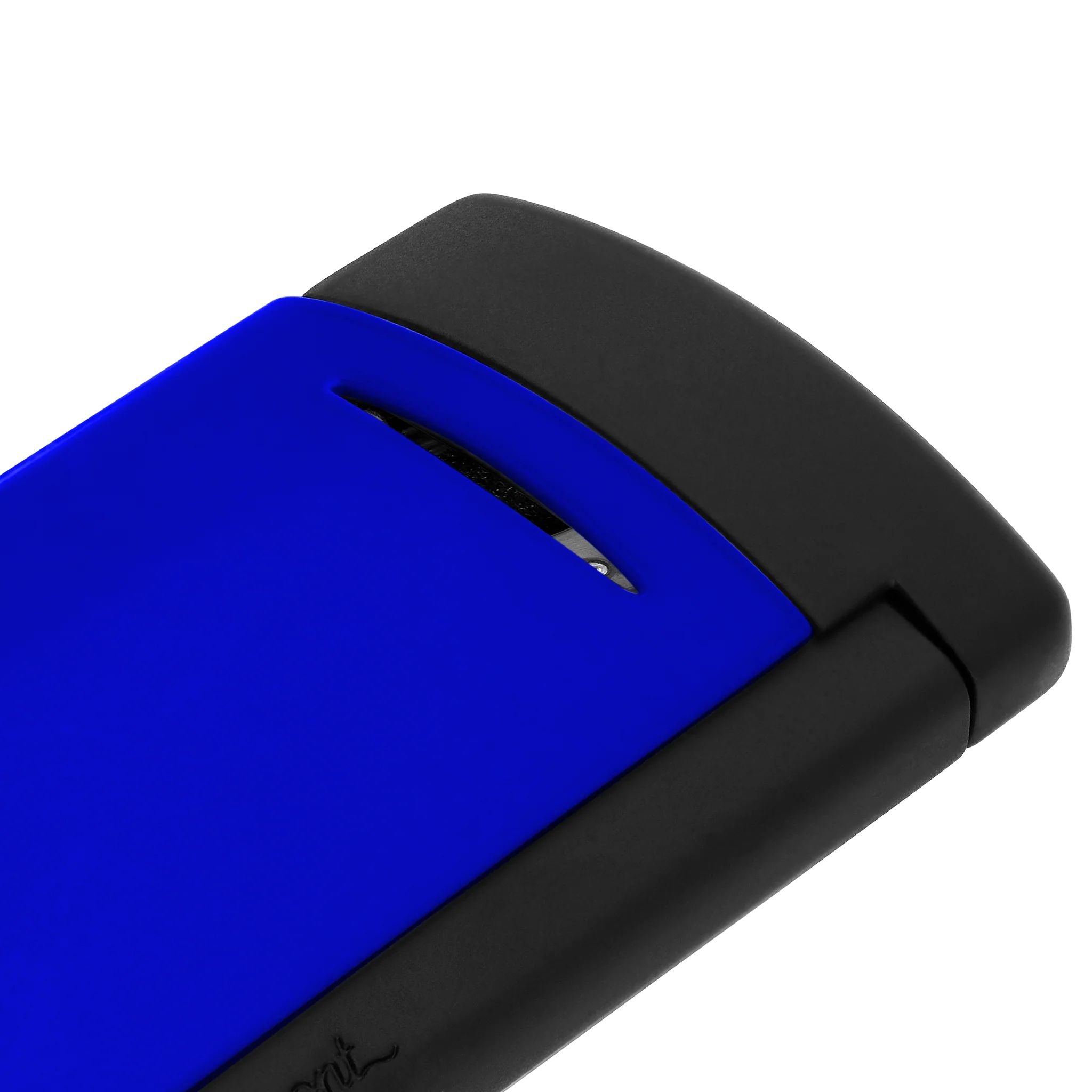 Accendino Uomo Dupont MiniJet Acciaio Nero Opaco Blu Fluo 010871