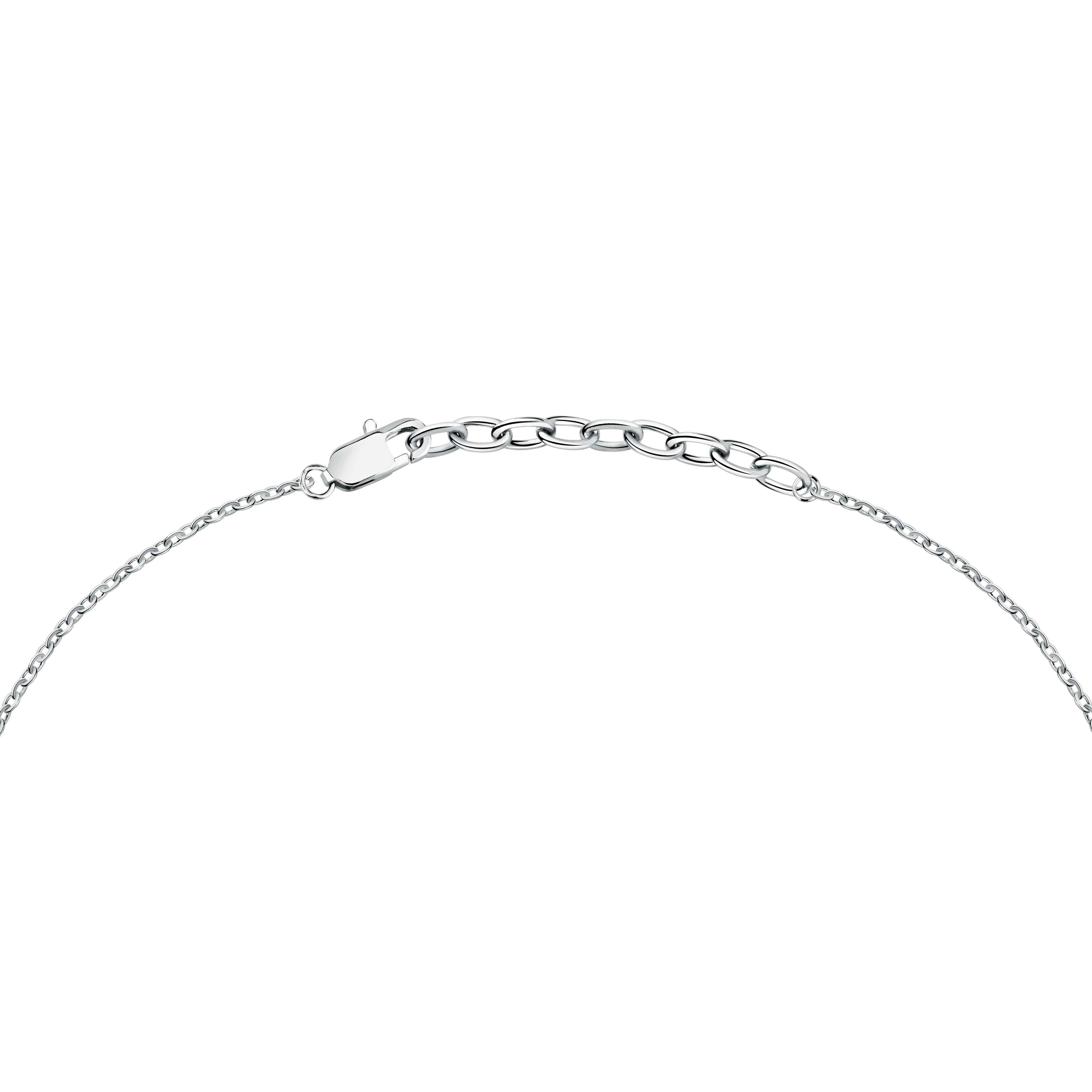 Collana Uomo Maserati Acciaio Targhetta Zirconi Neri Logo Tridente JM424AVD75