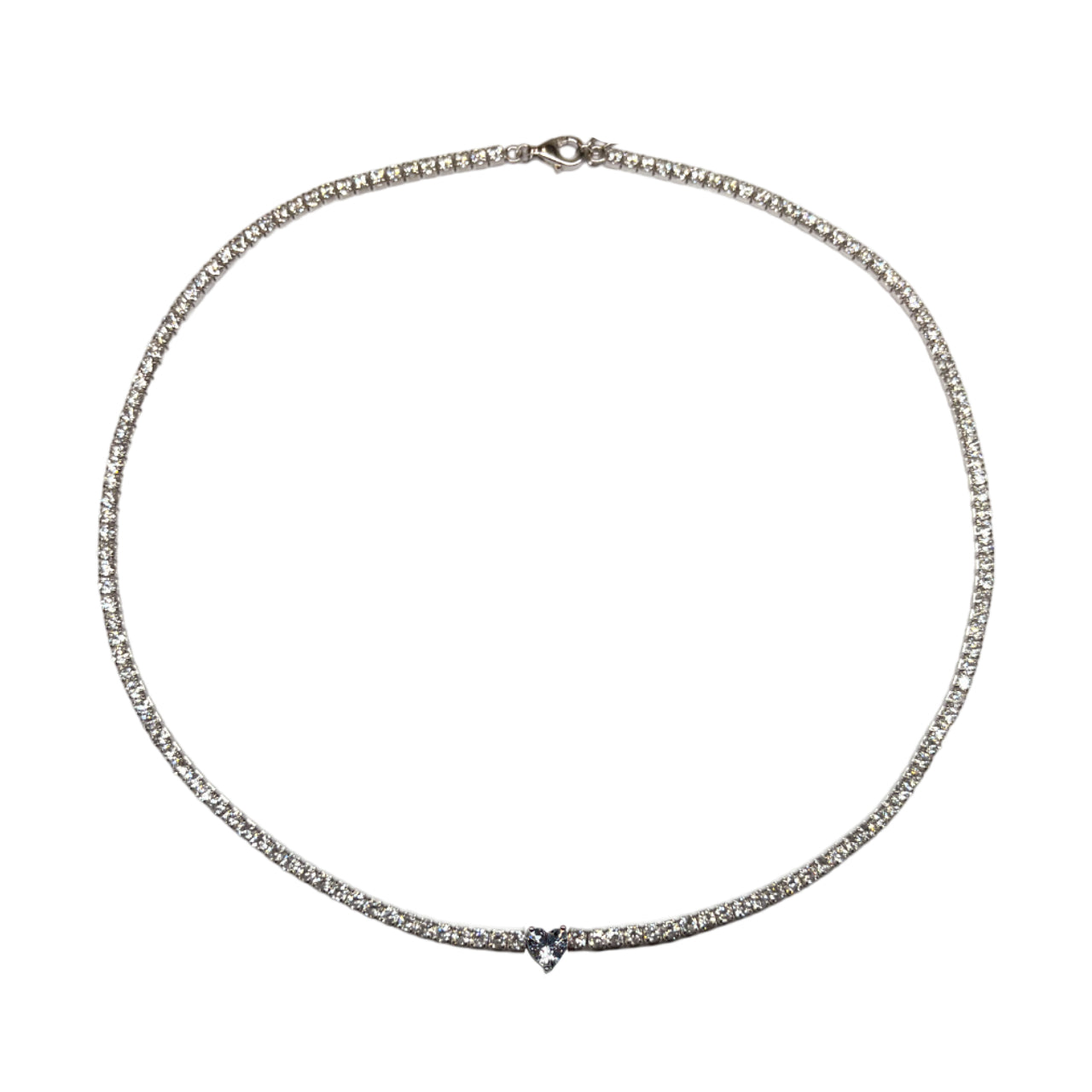 Collana Donna Re Mida Tennis Argento Cuore Zirconi Bianchi CL DJV 4B