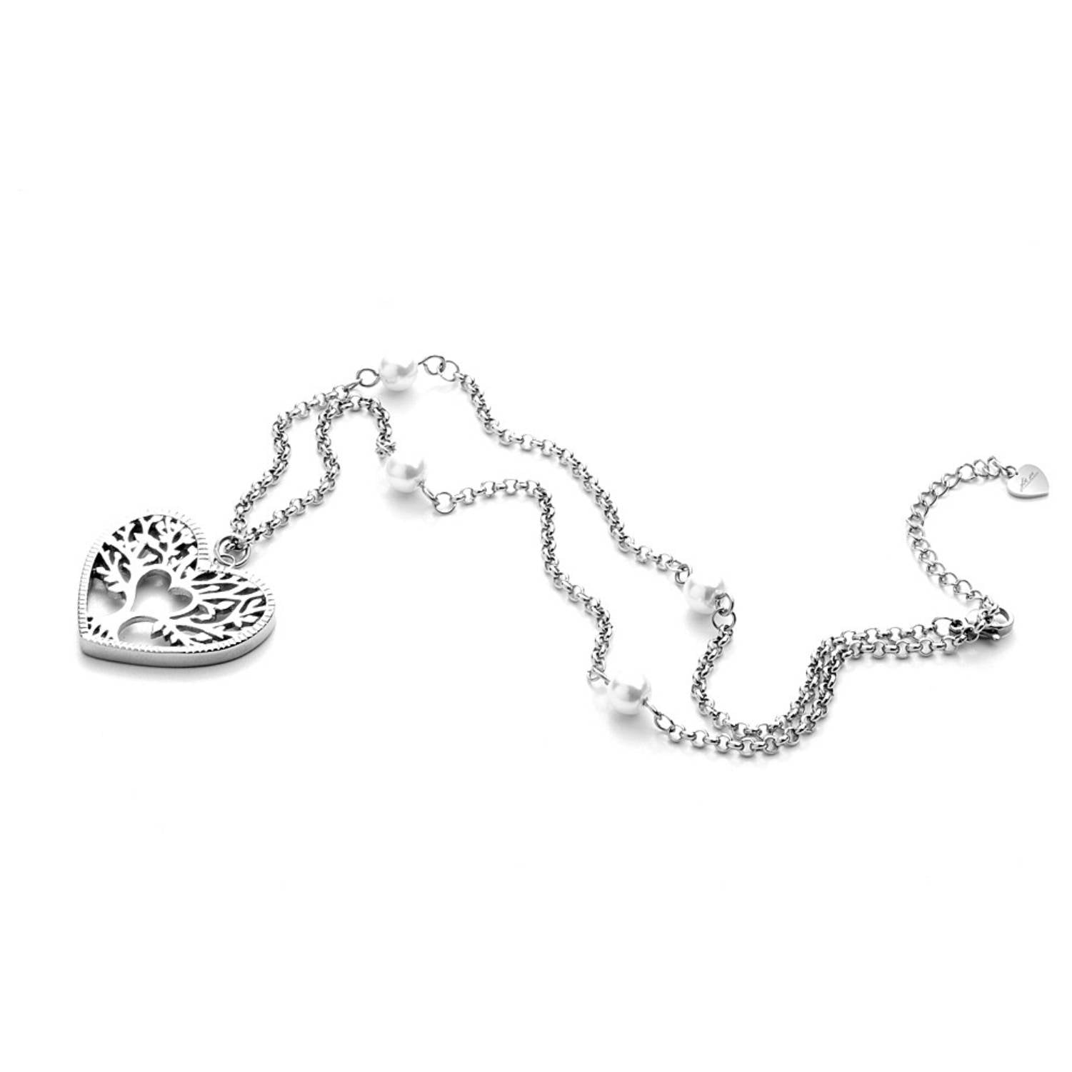 Collana Donna Acciaio 4US Cesare Paciotti Cuore Albero Della Vita Perl 4UCL3405W