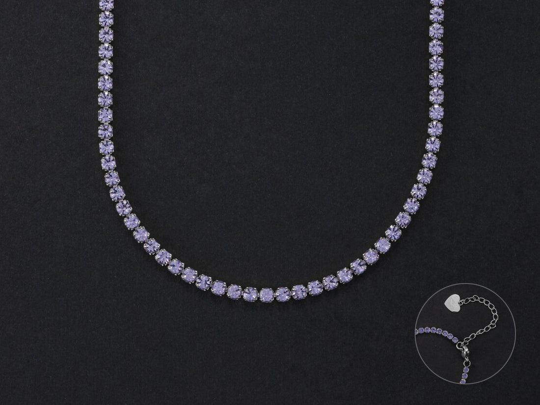Collana Donna 4US Cesare Paciotti Acciaio Tennis Zirconi Viola 3 mm 4UCL5472W