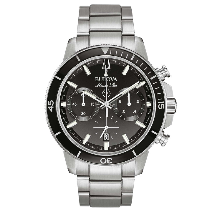 Orologio Uomo Bulova Quarzo Cronografo Marine Star Nero Acciaio Data 96B272