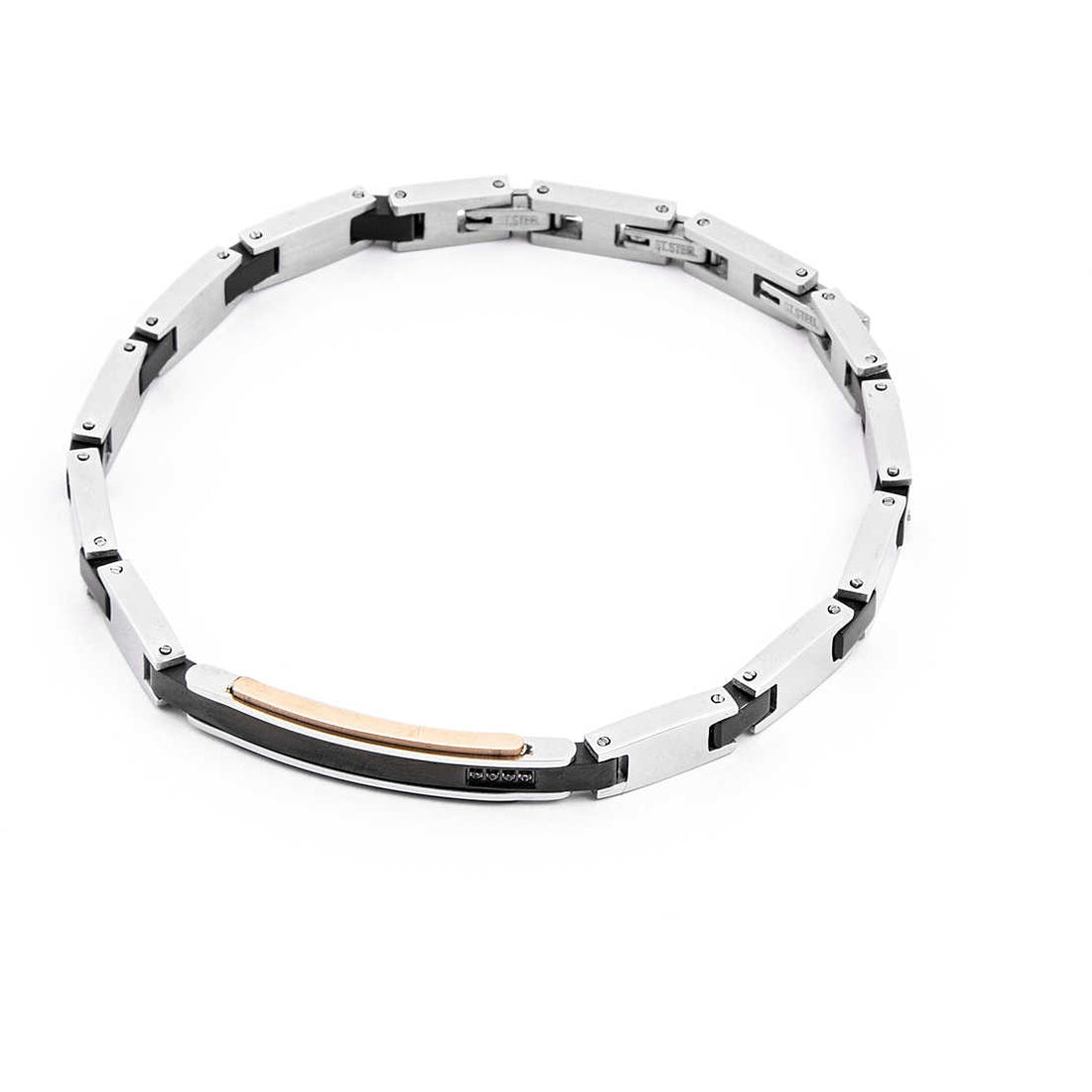 Bracciale Uomo 4US Cesare Paciotti  acciaio con centrale in pvd nero e zircone 4UBR4126