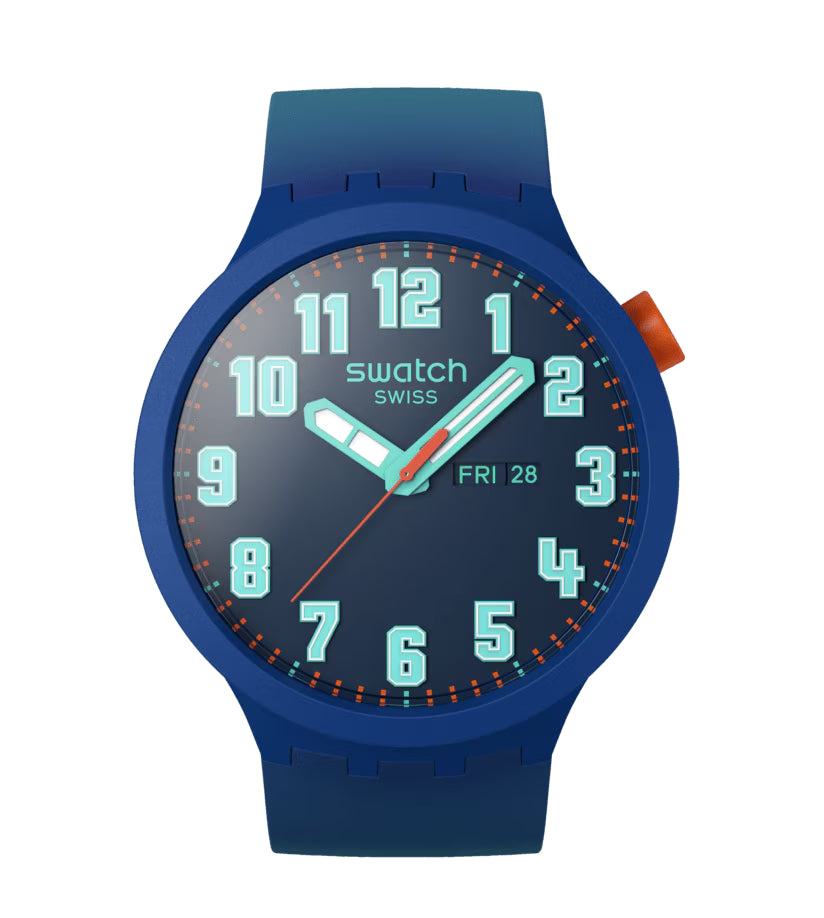 Orologio Uomo Swatch ESSENTIALLY BOLD Quarzo Data Blu SB01N700
