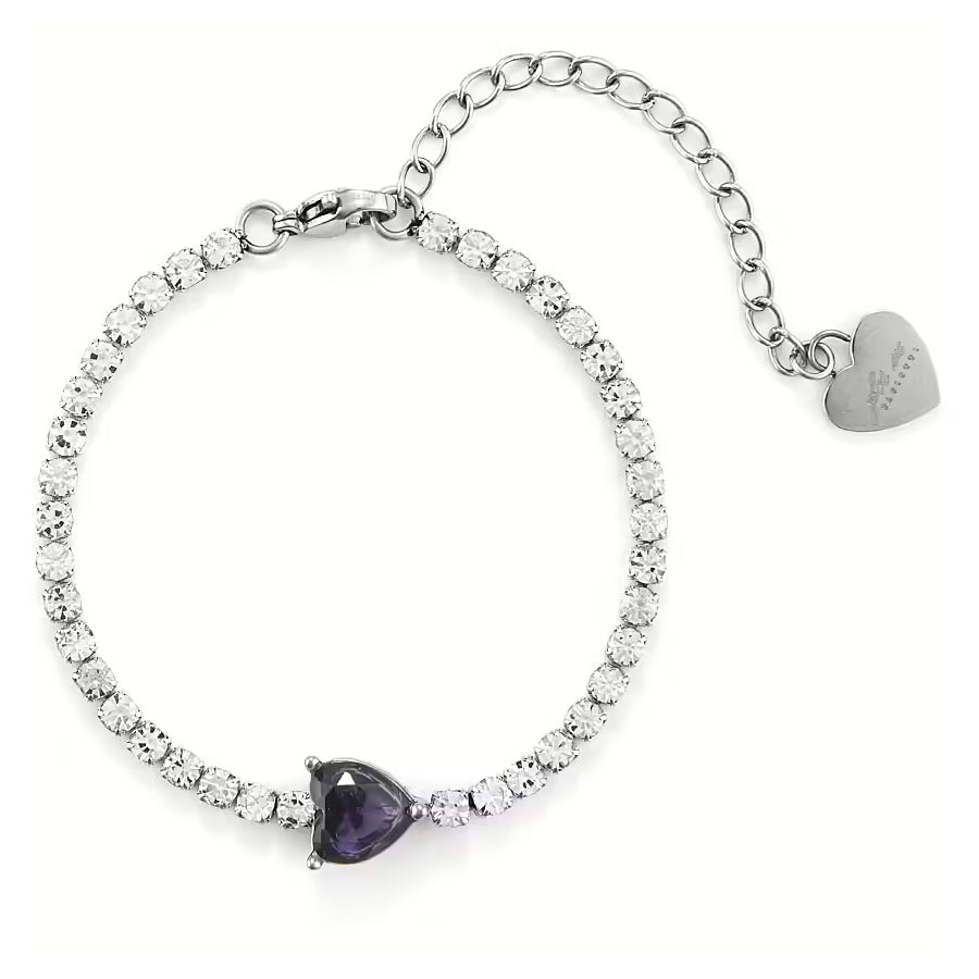 Bracciale Tennis Donna 4US Cesare Paciotti Acciaio Zirconi Cuore Viola 4UBR6264W