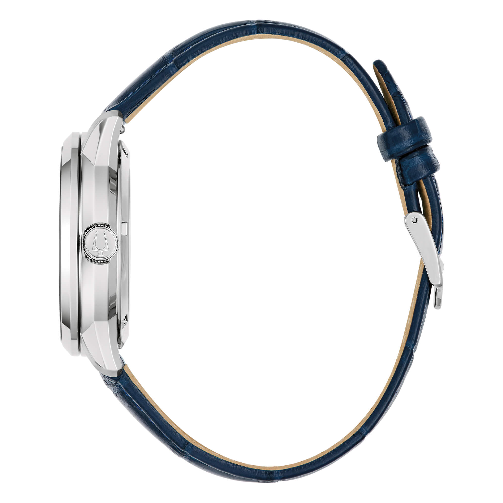 Orologio Uomo Bulova Automatico Sutton Pelle Blu Skeleton 96A330