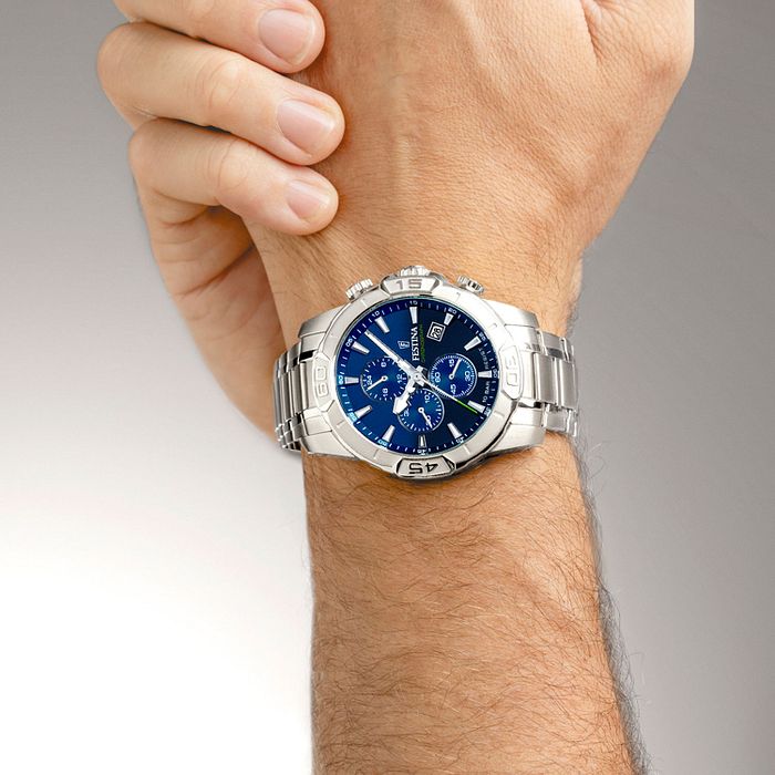 Orologio Uomo Festina Cronografo Blu Acciaio Data 10 ATM F20704/4
