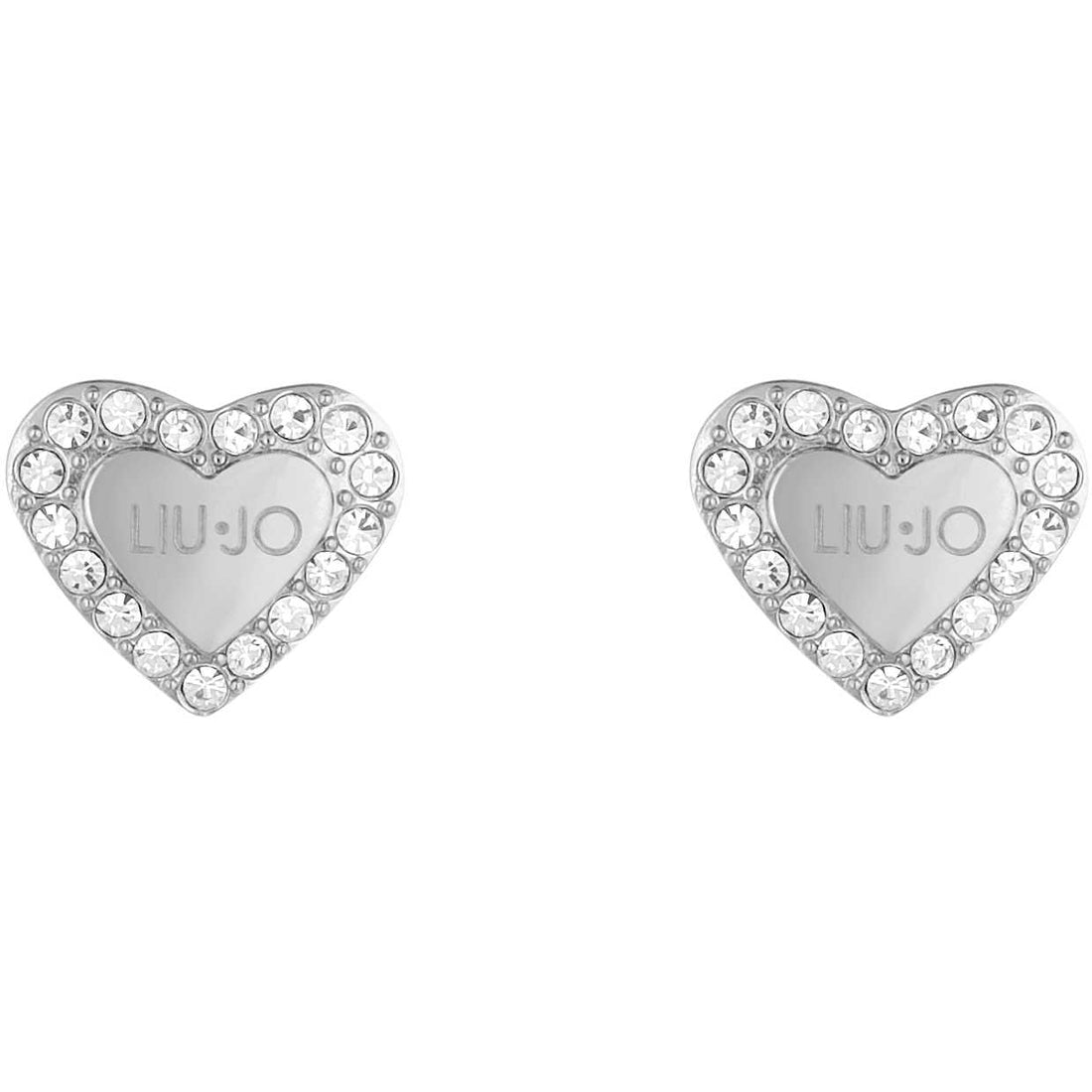 Orecchini Donna Liu Jo Cuori A Lobo Acciaio Bianco Zirconi LJ1553