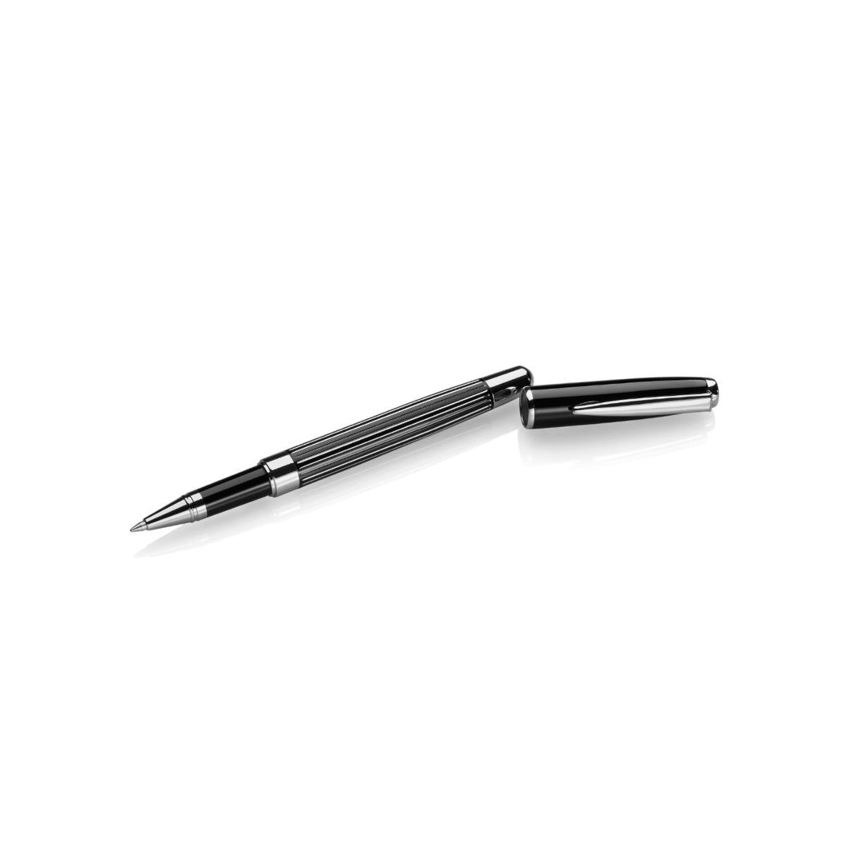 Penna Ottaviani Roller Nera Con Dettagli Argento 84232