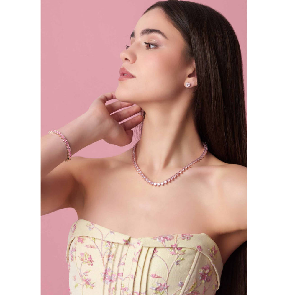 Bracciale Donna Ottaviani Bronzo Rosè Tennis Zirconi Cuori Rosa 500776B