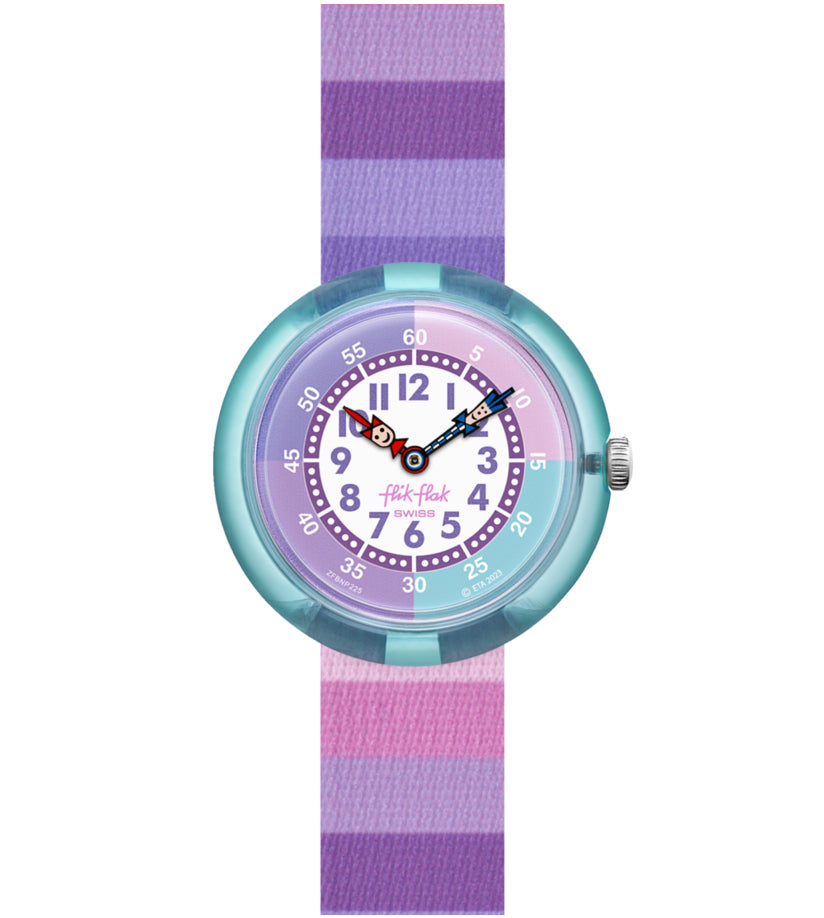 Orologio Bambina Swatch Flik Flak Stripy Purple Viola ZFBNP225