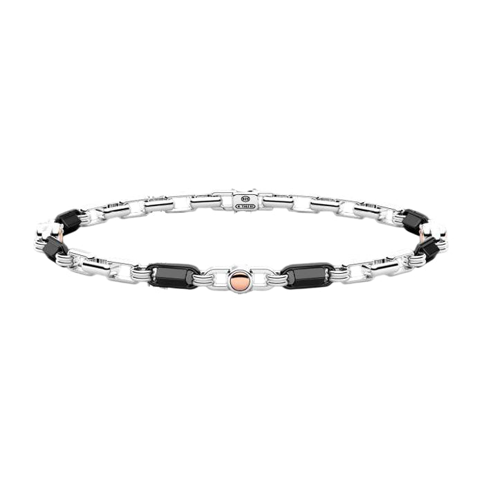 Bracciale Uomo Zancan Catena Argento 925 Oro 18 KT Ceramica ESB411G