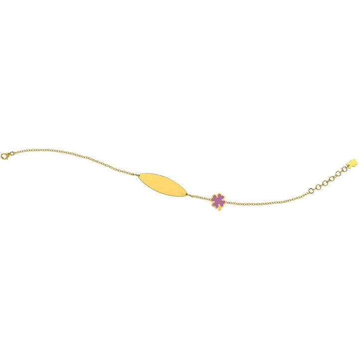 Bracciale Bambina Nanan Oro 9 KT Personalizzabile Quadrifoglio Rosa NGLD0008