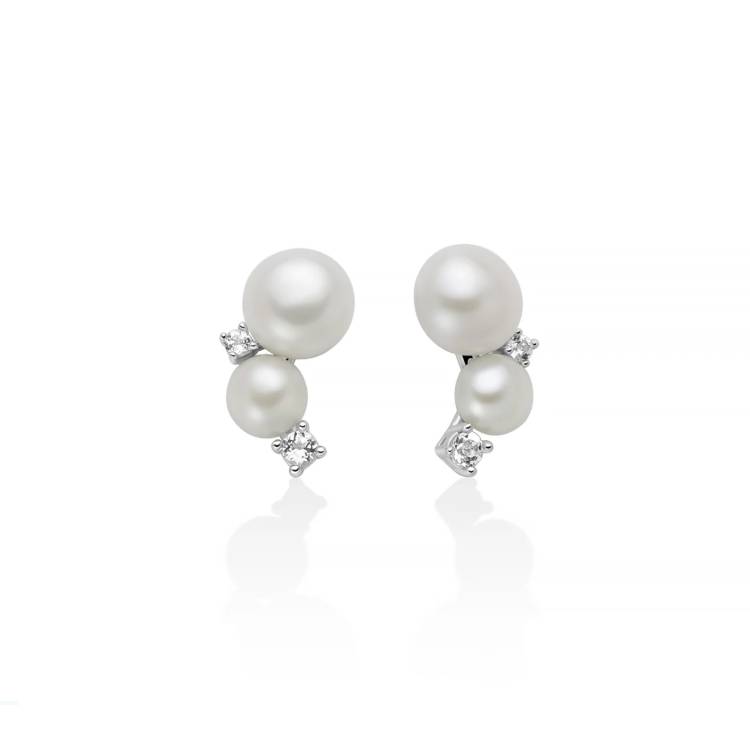 Orecchini Donna Miluna Andromeda Argento 925 Perle Topazi Bianchi PER2888