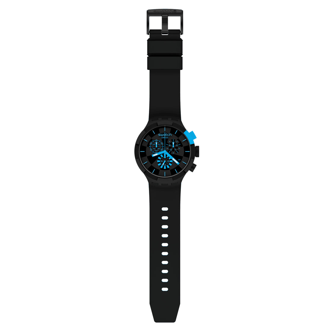 Orologio Uomo Swatch Big Bold Quarzo Cronografo Data Nero Blu Quarzo SB02B401