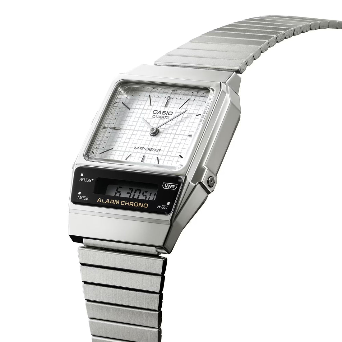 Orologio Unisex Casio Vintage Acciaio Quarzo Analogico Digitale Bianco AQ-800E-7AEF