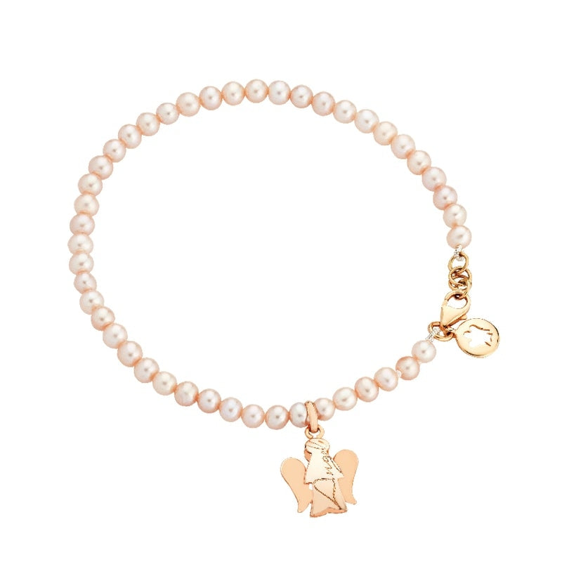 Bracciale Bimba Oro Rosa 9 KT Roberto Giannotti Perle Angelo Pendete NKT183R