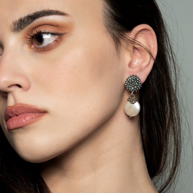 Orecchini Donna Nemoris Argento 925 Bronzo Rosè Mare Tentacoli Perla MOT03