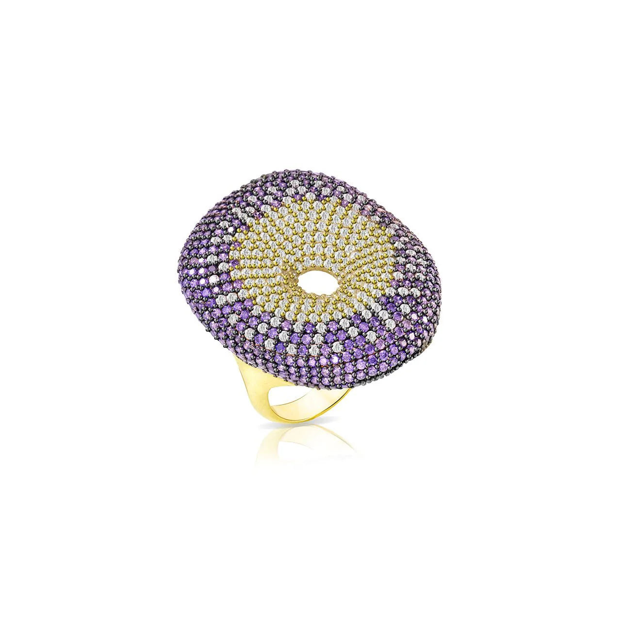 Anello Donna Sogni Argento Dorato 925 Sasso Zirconi Colorati AN013GA/18